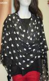 Black Georgette White Printed Dupatta Chunni Scarf #8886
